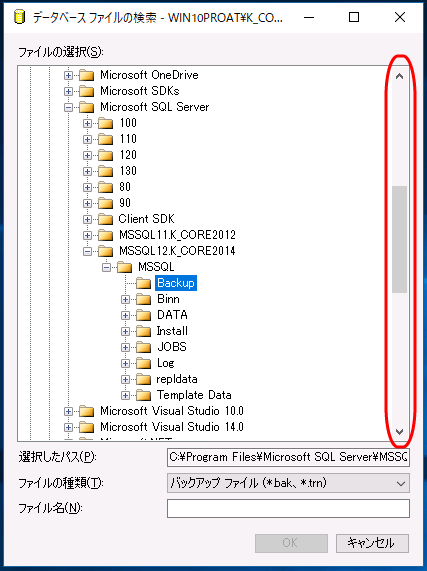 データベースファイルの検索